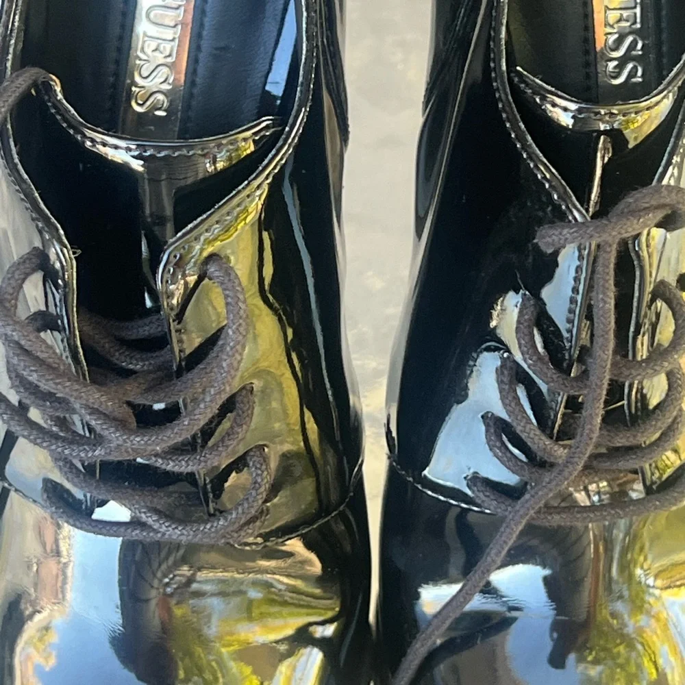 Guess Black Patent Leather Ankle Boots